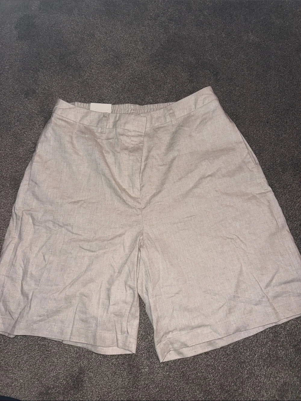 Women’s Light Beige Linen-Blend Casual Shorts